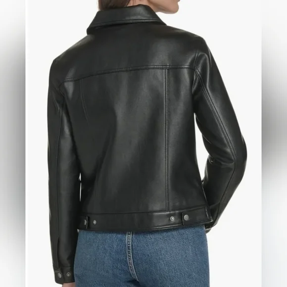 NWT Levi's Faux Leather Tucker Black Jacket Size M Moto Streetwear Retro Utility - Picture 2 of 15